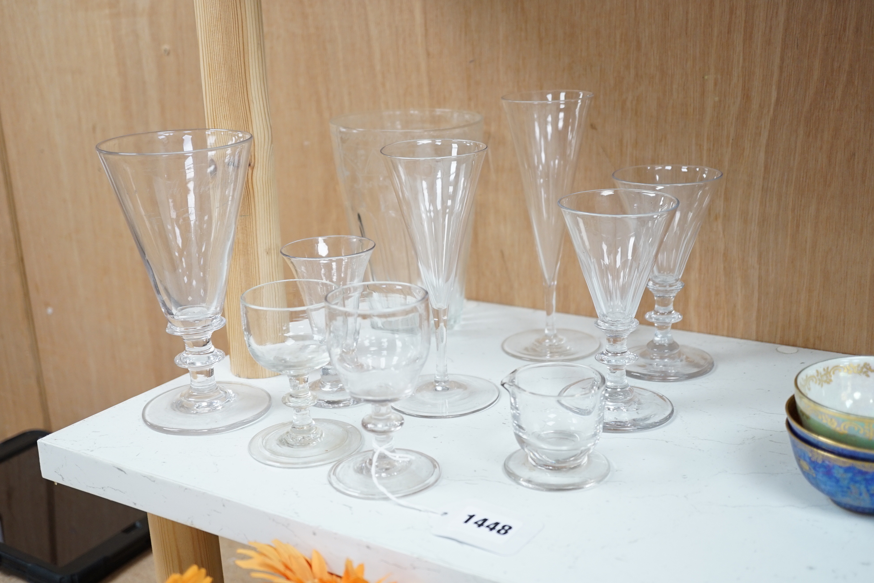 A group of ten 19th century glasses, tallest 17.5cm high